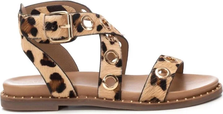 Women's Gladiator Sandal With Eyelet Detail In Leopard
