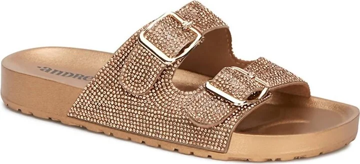 Women's Glamourous Footbed Rhinestones Sandals In Gold