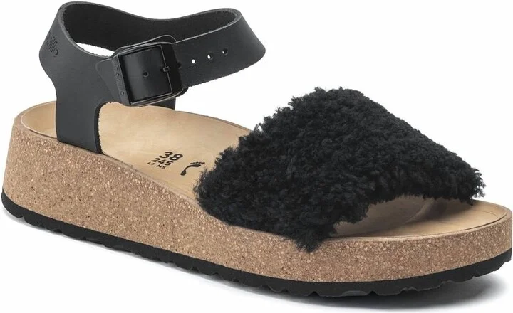 Women's Glenda Natural Leather / Shearling Sandal In Black