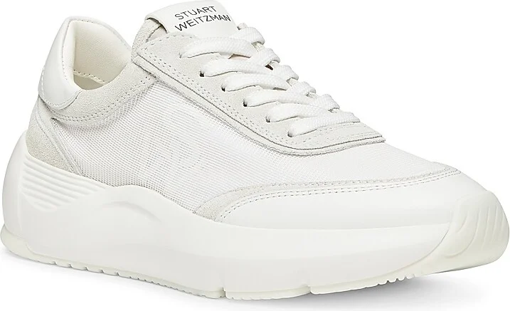 Women's Glide Suede & Leather-Trimmed Platform Sneakers - White - Size 10 - Image 2