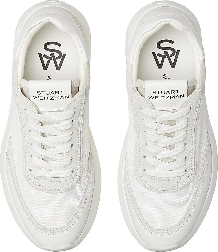 Women's Glide Suede & Leather-Trimmed Platform Sneakers - White - Size 10 - Image 4