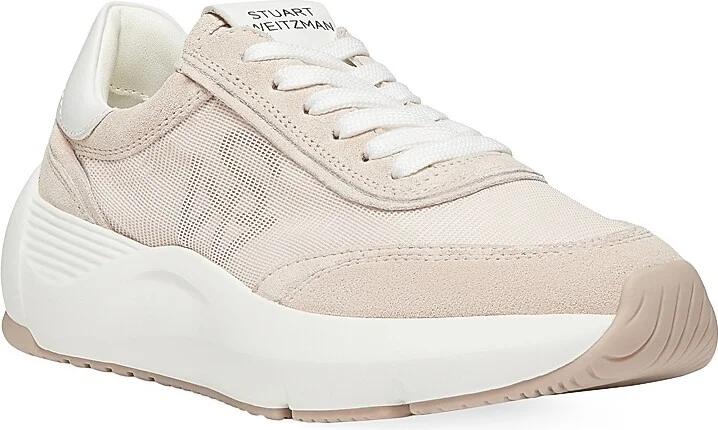 Women's Glide Suede & Leather-Trimmed Platform Sneakers - White - Size 10 - Image 5