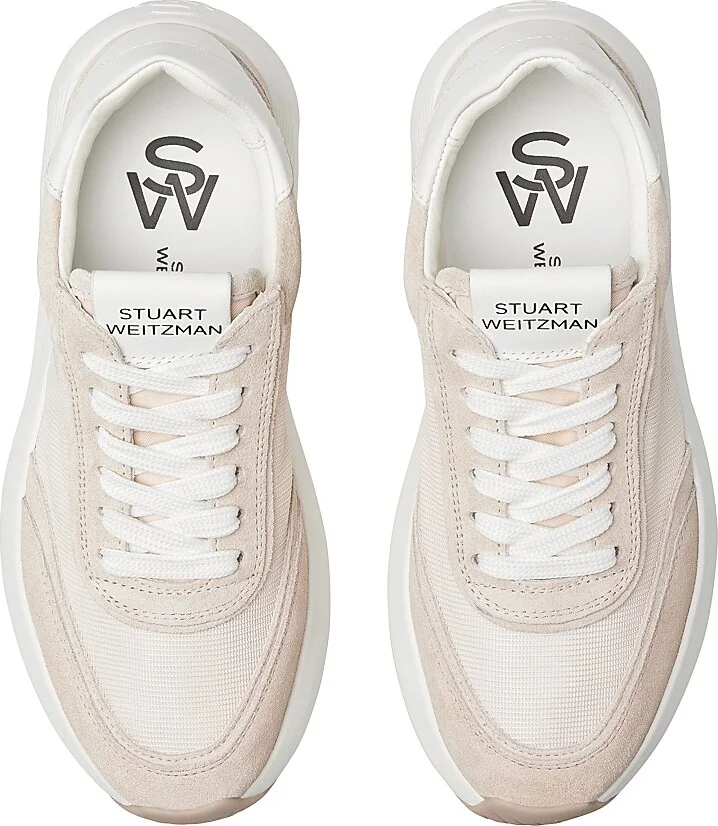 Women's Glide Suede & Leather-Trimmed Platform Sneakers - White - Size 10 - Image 7