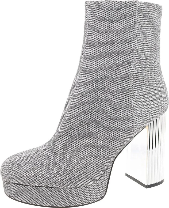 Womens Glitter Canvas Mid-Calf Boots