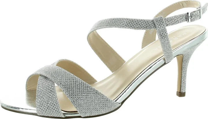 Womens Glitter Manmade Slingback Heels