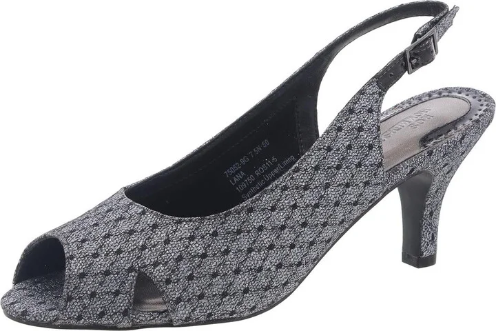 Womens Glitter Synthetic Slingback Heels