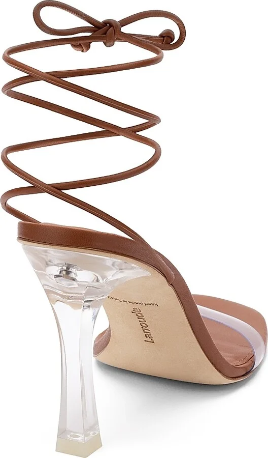 Women's Gloria Leather Lace-Up Wrap Sandals - Taupe - Size 5 - Image 7