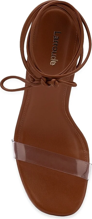 Women's Gloria Leather Lace-Up Wrap Sandals - Taupe - Size 5 - Image 9