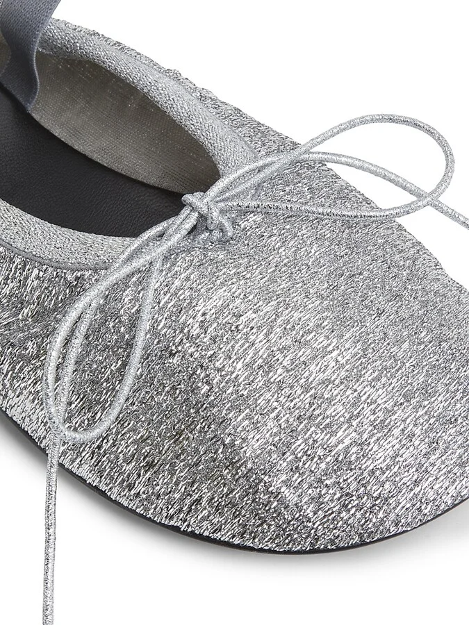 Women's Glove Mary Jane Metallic Mesh Ballet Flats - Silver - Size 6.5 - Image 6