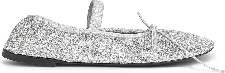 Women's Glove Mary Jane Metallic Mesh Ballet Flats - Silver - Size 6.5
