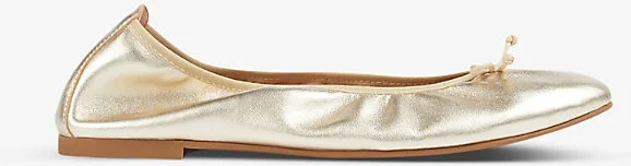 Womens Gol-Champagne Trilly Metallic Leather Ballerina Flats Eur 36 / 3 Uk Women