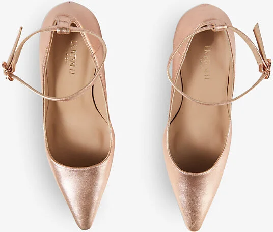 Womens Gol-Copper Catelyn Ankle-Strap Metallic Heeled Leather Court Shoes Eur 40 / 7 Uk Women - Image 2