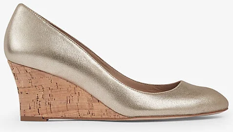 Womens Gol-Gold Eevi Cork-Heel Leather Wedges Eur 41 / 8 Uk Women