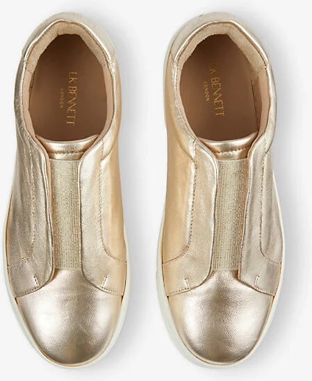 Womens Gol-Gold Joy Slip-On Metallic-Leather Low-Top Trainers Eur 37 / 4 Uk Women - Image 2