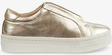 Womens Gol-Gold Joy Slip-On Metallic-Leather Low-Top Trainers Eur 37 / 4 Uk Women