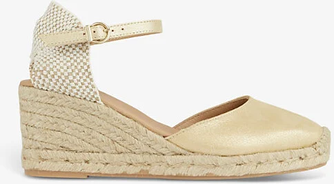 Womens Gol-Gold Marissa Wedge-Heel Leather Espadrilles Eur 38/5 Uk Women