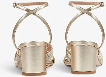 Womens Gol-Gold Stella Woven Metallic-Leather Heeled Sandals Eur 42/ 9 Uk Women - Image 2