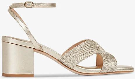 Womens Gol-Gold Stella Woven Metallic-Leather Heeled Sandals Eur 42/ 9 Uk Women