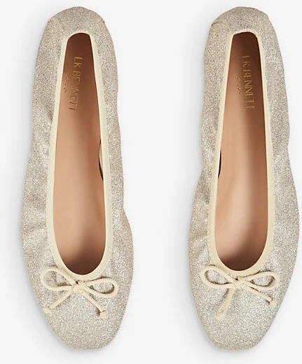 Womens Gol-Gold Trilly Glittered Ballet Pumps Eur 35 / 2 Uk Women - Image 2