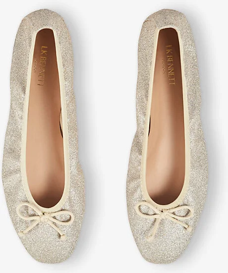 Womens Gol-Gold Trilly Glittered Ballet Pumps Eur 39 / 6 Uk Women - Image 2