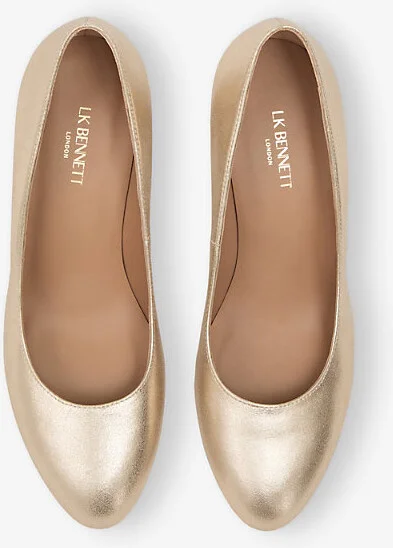 Womens Gol-Gold Winola Metallic Suede Courts Eur 38/5 Uk Women - Image 2