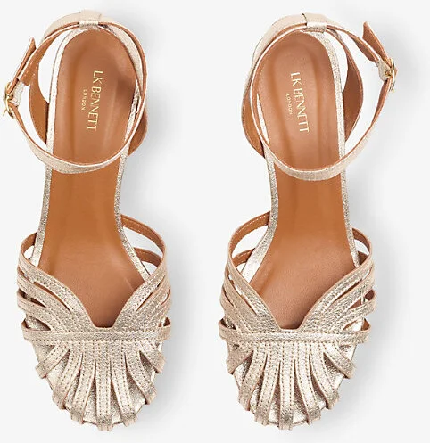 Womens Gol-Pale Gold Aspen Leather Heeled Sandals Eur 36 / 3 Uk Women - Image 2