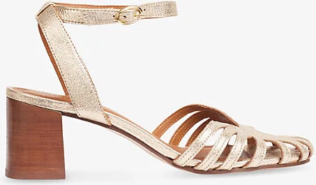 Womens Gol-Pale Gold Aspen Leather Heeled Sandals Eur 36 / 3 Uk Women