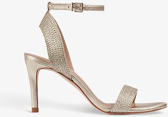 Womens Gol-Pale Gold Ivette Textured-Woven Metallic-Leather Sandals Eur 41 / 8 Uk Women