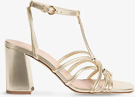 Womens Gol-Pale Gold Noelle Leather Heeled Sandals Eur 38/5 Uk Women
