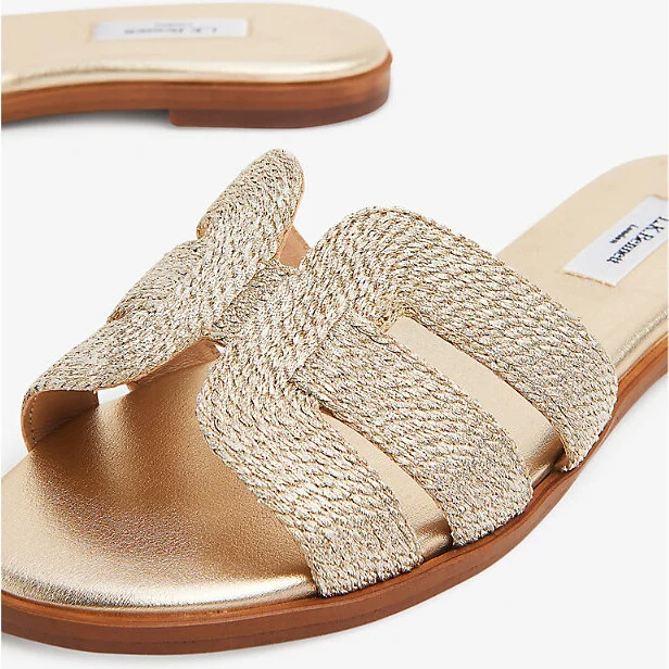 Womens Gol-Soft Gold Riley Rope-Detail Flat Mules Eur 35 / 2 Uk Women - Image 2