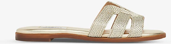 Womens Gol-Soft Gold Riley Rope-Detail Flat Mules Eur 35 / 2 Uk Women