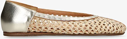 Womens Gold Aeropi Leather and Raffia Ballet Pumps Eur 38/5 Uk Women