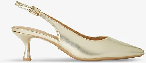 Womens Gold Allegra Slingback Heeled Faux-Leather Pumps Eur 39 / 6 Uk Women