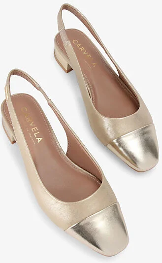Womens Gold Amelia Slingback Faux-Leather Pumps Eur 40 / 7 Uk Women - Image 2