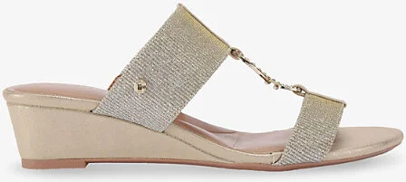 Womens Gold Arletta Mid Wedge Woven Heels Eur 39 / 6 Uk Women
