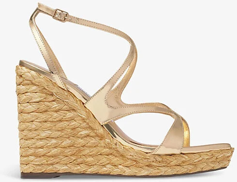 Womens Gold Ayla 110 Contrast-Sole Leather Heeled Sandals Eur 36.5 / 3.5 Uk Women