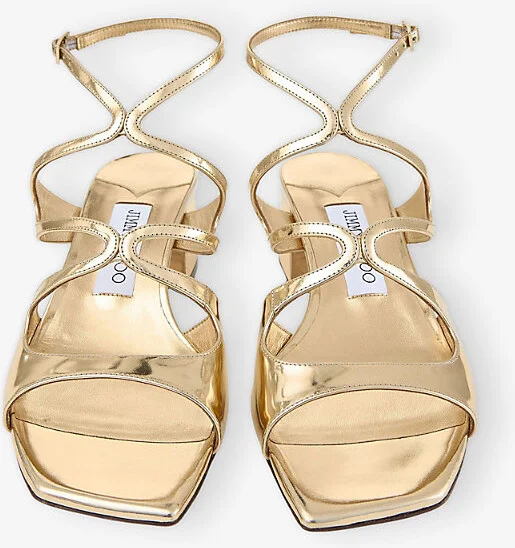 Womens Gold Azilia 45 Metallic-Leather Heeled Sandals Eur 38.5 / 5.5 Uk Women - Image 2