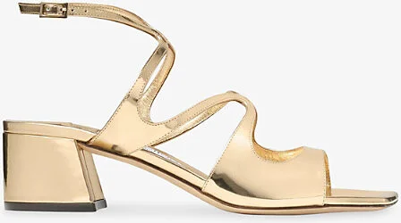 Womens Gold Azilia 45 Metallic-Leather Heeled Sandals Eur 38.5 / 5.5 Uk Women
