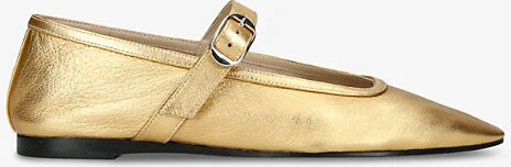 Womens Gold Ballet Metallic Leather Mary Jane Flats Eur 40 / 7 Uk Women