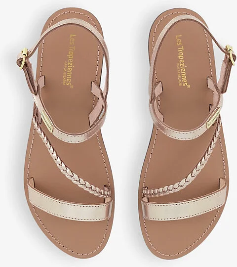 Womens Gold Batresse Braided-Strap Leather Sandals Eur 38/5 Uk Women - Image 2