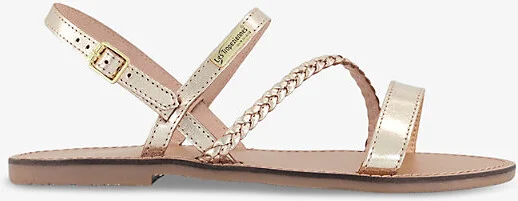 Womens Gold Batresse Braided-Strap Leather Sandals Eur 38/5 Uk Women
