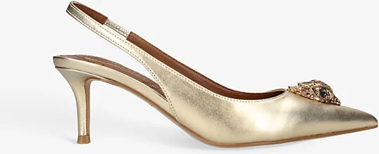 Womens Gold Belgravia Eagle-Embellishment Leather Slingback Courts Eur 42/ 9 Uk Women