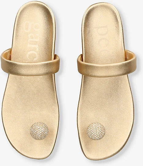 Womens Gold Bria Crystal Pavé Thong Leather Sandals Eur 38/5 Uk Women - Image 2