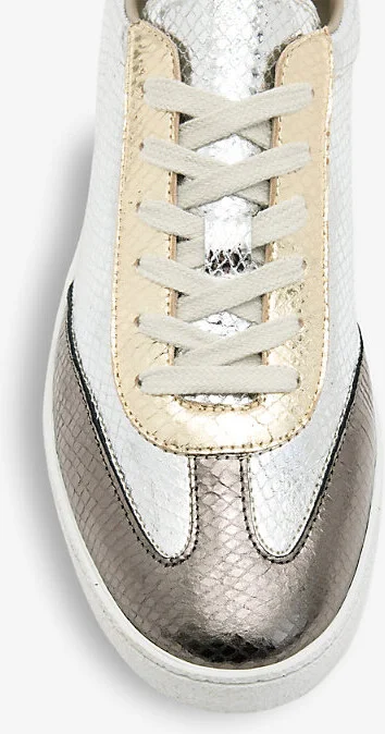 Womens Gold/Brown Thelma Logo-Embossed Metallic Leather Low-Top Trainers Eur 38/5 Uk Women - Image 4