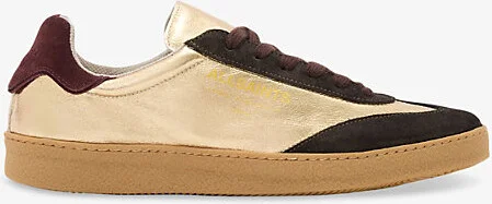 Womens Gold/Brown Thelma Logo-Embossed Metallic Leather Low-Top Trainers Eur 38/5 Uk Women
