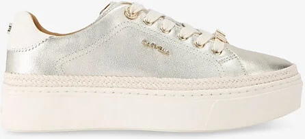 Womens Gold Caprese Leather Low-Top Trainers Eur 37 / 4 Uk Women