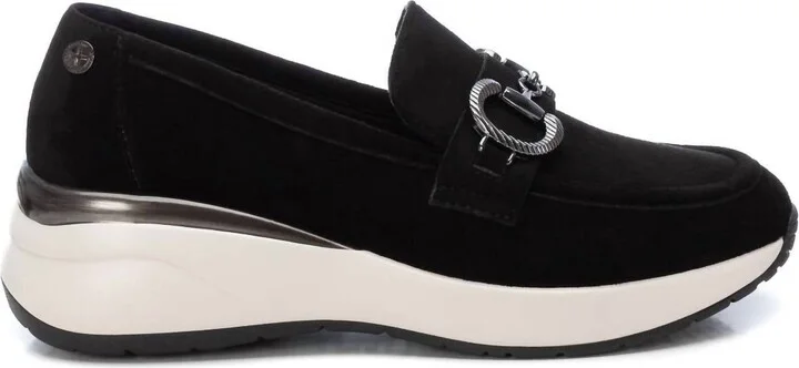 Women's Gold Chain Moccasins In Black