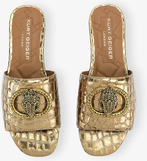 Womens Gold Chelsea Leather Flat Sandals Eur 39 / 6 Uk Women - Image 2