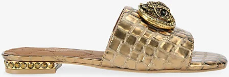 Womens Gold Chelsea Leather Flat Sandals Eur 39 / 6 Uk Women