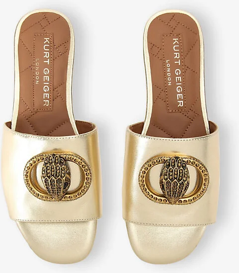 Womens Gold Chelsea Metallic-Leather Flat Sandals Eur 38/5 Uk Women - Image 2